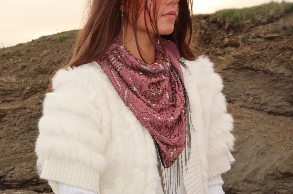 Beaded fringe scarf